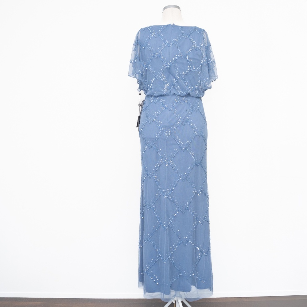 Adrianna Papell - Beaded Blouson Gown With Flutter Sleeves - Picture 5 of 15